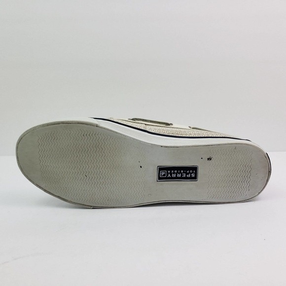 Sperry Top Sider Womens Size 9.5 White Sequin Slip On Casual Boat Shoes 9447160 - Picture 8 of 12